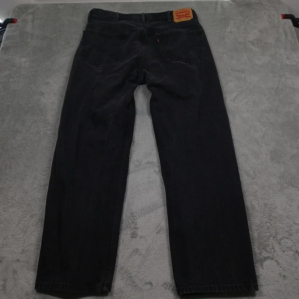 Levis 550 Jeans Mens 38x32‎ Black Denim Distressed Relaxed Fit Pockets Modern